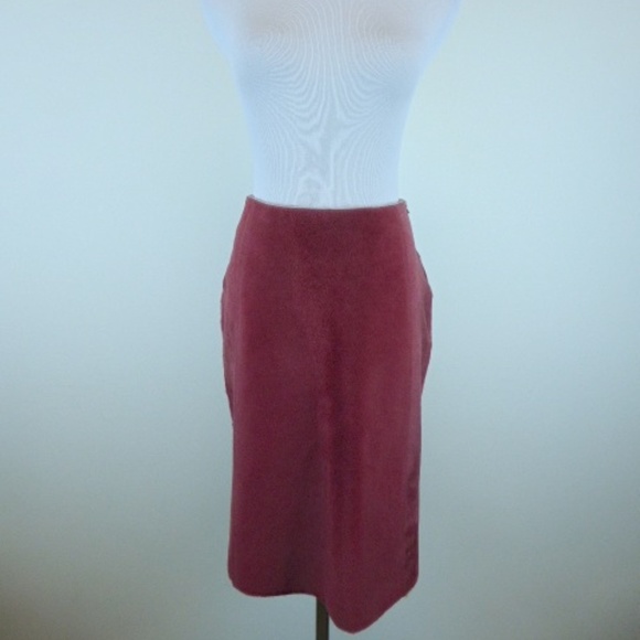 MARIA DI RIPABIANCA  red LAMB Hair calf LEATHER Skirt 12 i46 made in Italy - Picture 5 of 7